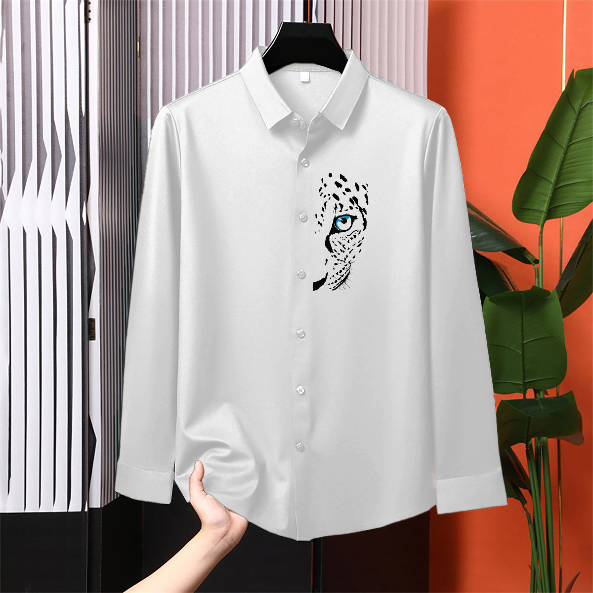 Luxury Design White Printed Cotton Shirt (FMC - A3)
