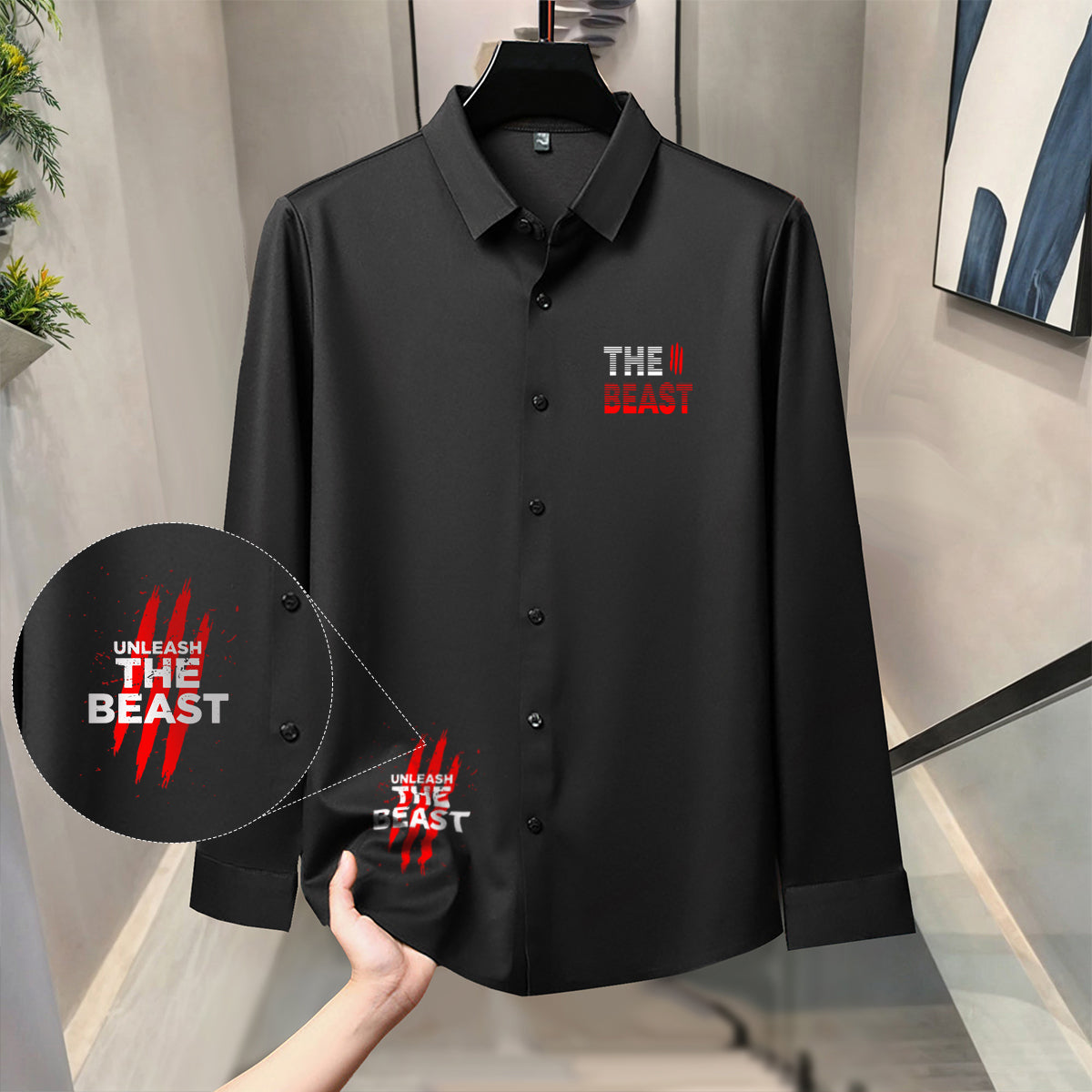 Luxury Design Black Printed Cotton Shirt (NP-02)