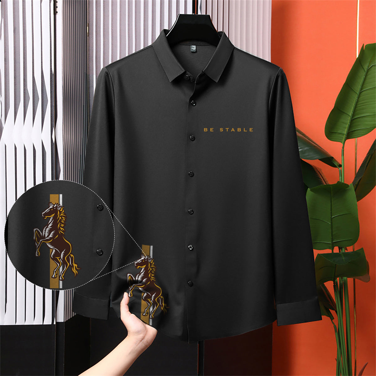 Luxury Design Black Printed Cotton Shirt (PR-02)