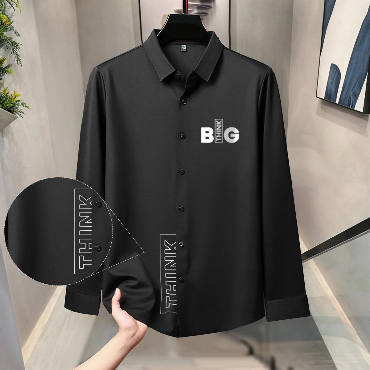 Luxury Design Black Printed Cotton Shirt (NP-02)