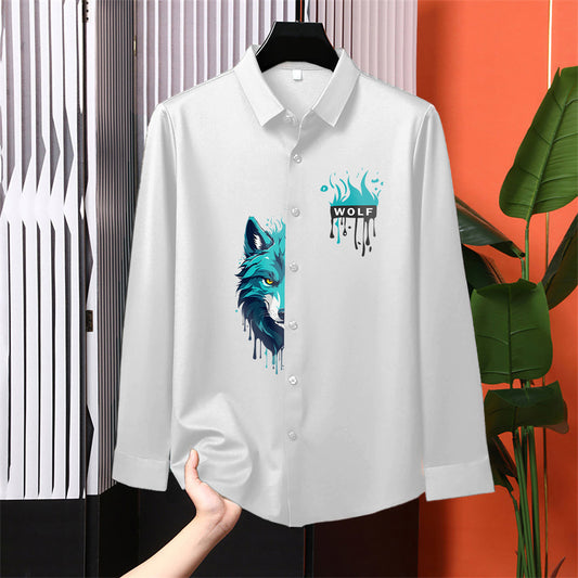 Luxury Design White Printed Cotton Shirt