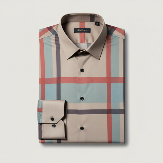 Creamy Fusion Full Sleeve Cotton Check Shirt (PEACH)